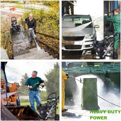 Imdot 4200PSI Gas Pressure Washer, 4.0GPM Heavy Duty Power Washer with 5 Quick Connect Nozzles, 25ft Flexible Hose and 0.5Gal Soap Tank, 212cc 7.0 HP Engine, EPA/CARB/ETL Compliant, Black 8