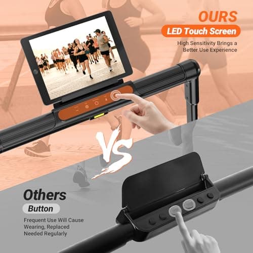 THERUN Walking Pad, 2 in 1 Foldable Treadmills for Home, 2.5HP Under Desk with Handle Bar, 16" Widened Running Belt, with Remote Control & LED Touch Screen 6