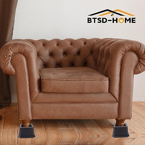 BTSD-home Furniture Risers 2 Inch Bed Risers Heavy Duty Adjustable Dorm Bed Lifts Risers Table Desk Chair Leg Extenders 4 Pack Black 8