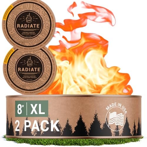 Radiate 2 Pack XL 8" Portable Campfire As Seen On Shark Tank - Up to 2 Hours of Burn Time, Reusable Travel Fire Pit for Camping, Patios & Beach Days - Great Alternative to a Real Fire - Made in USA