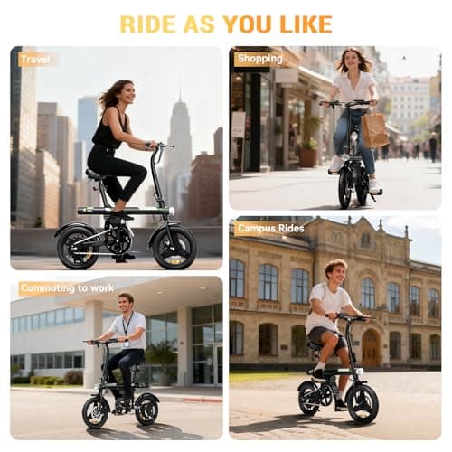 AYOLNY Mini Foldable Electric Bike for Adults, 750W Peak Folding Ebike, 36V 7.8Ah Battery 15 Miles, 14" Small Adult Electric Bicycle for Commuting (Ebike, Black) 6