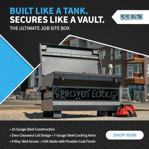 Proven Industries 48" Job Site Box, Heavy Duty Steel Tool Box, Made in the USA 7