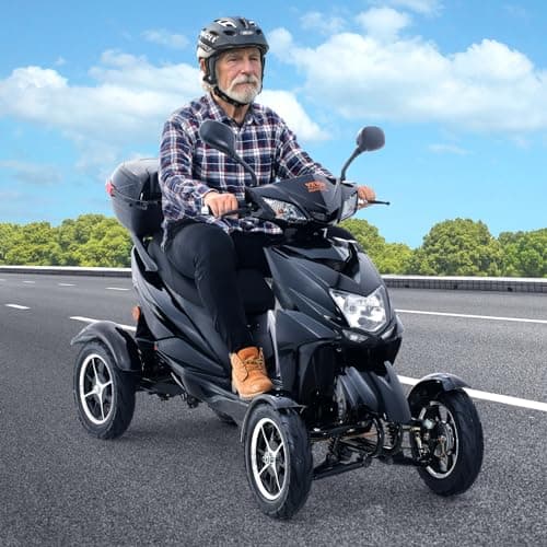 VEVOR Heavy Duty 4-Wheel Mobility Scooters for Seniors & Adults 450lbs Capacity - 40 Miles 3-Speed Long Range, 500W All Terrain Electric Recreational Scooter Wheelchair with 20° Max Climbing Capacity 8