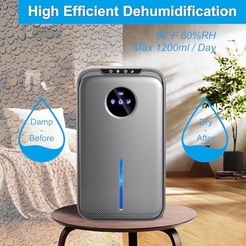 Dehumidifier,95OZ Dehumidifier for Basement With Drain Hose Quiet Small Dehumidifier for Bathroom Home Room Bedroom Portable Mini Dehumidifiers for RV Closet （1000Sq.ft) 3