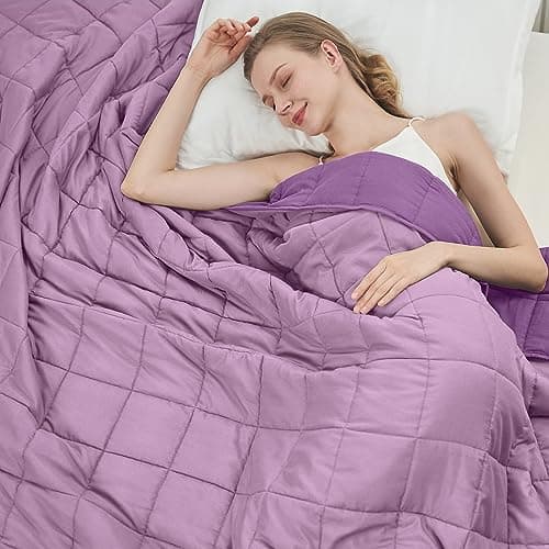 Purple Weighted Blanket for Adults 12lbs, 48"x72", Twin Full Size Cooling Heavy Throw Blanket for 110-130lbs, Microfiber Soft Thick Big Blankets Weighted Comforter Gift for Sleeping