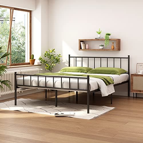 HLIPHA Full Size Metal Platform Bed Frame with Heavy Duty Metal Slat Support,14" Height Easy Assembly Mattress Foundation,No Box Spring Needed,Black