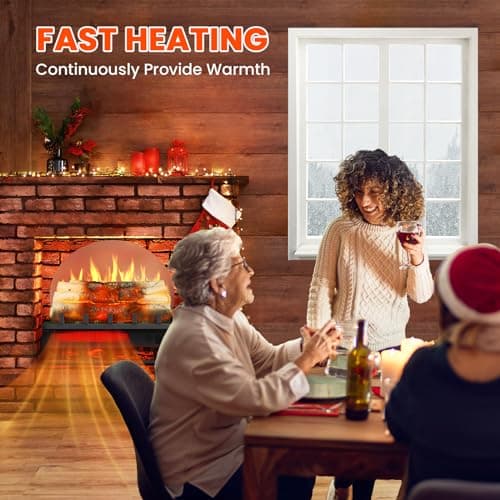 Rintuf Electric Fireplace Logs Set, 1500W Fireplace Insert Log Heater, Overheat Protection, Remote Control, Timer, 5 Flame Brightness/Speed & 4 Flame Sound, 20" Black Fireplace for Living Room Bedroom 5