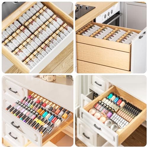 PanPanPal Spice Drawer Organizer, 4 Tier- 4 Pack Clear Acrylic Drawer Seasoning Organizer, Expandable From 11'' to 22'' Kitchen Spice Rack Organizers and Storage for Drawer (Jars not included) 7