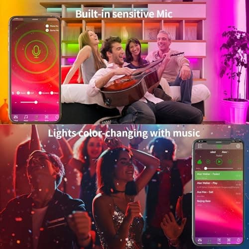 KSIPZE Led Lights for Bedroom 50ft Led Strip Lights with Remote RGB Color Changing Music Sync Smart App Control for Room Bedroom Lighting Flexible Home Décor 3
