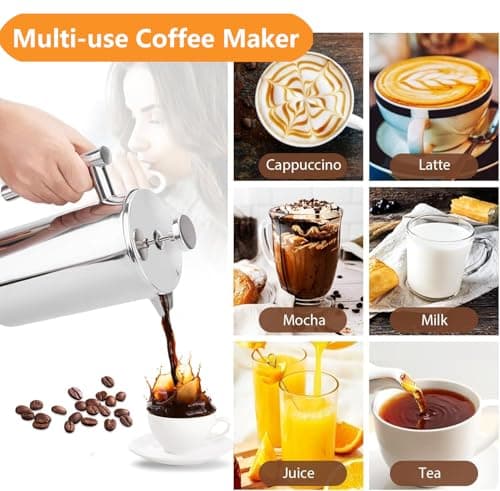 Meelio Small French Press 350ml Coffee Maker, Double-Wall Insulated French Press Coffee Press Stainless Steel, Included 2 Extra Fliters and 1 Coffee Spoon (1 cup, 12 OZ) 7