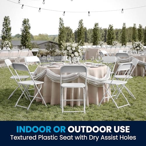 Flash Furniture Hercules Set of 10 Indoor/Outdoor Heavy-Duty Plastic Folding Chairs, Foldable Commercial Stacking Chairs with 650-lb. Static Weight Capacity, White 5
