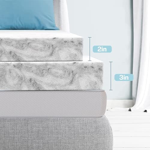 AwsumPick 2 Inch Twin XL Memory Foam Mattress Topper, Charcoal Infused Mattresses Pad for College Dorm, Soft Extra Long Twin Bed Toppers, CertiPUR-US Certified 9