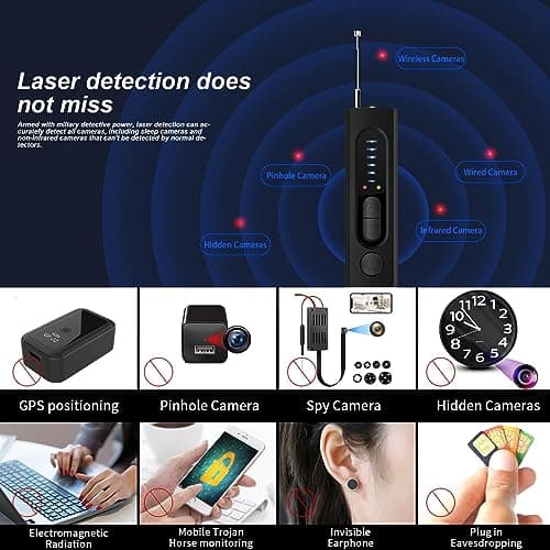 Eastfatkun Hidden Camera Detectors, Anti-Spy Detector, Hidden Device GPS Detector, Camera Detector, Bug Detector, Privacy Protector, Signal Scanner for Hotels Office Home Travel, 5 Levels Sensitivity 6