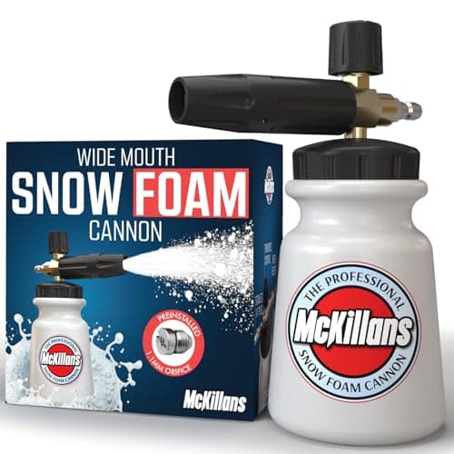 McKillans Foam Cannon for Pressure Washer (Wide Mouth) - Car Wash Snow Foam Cannon Lance Pressure Washer Soap Dispenser for Car Washing with Adjustable Thick Foam + 1/4 Quick Connector