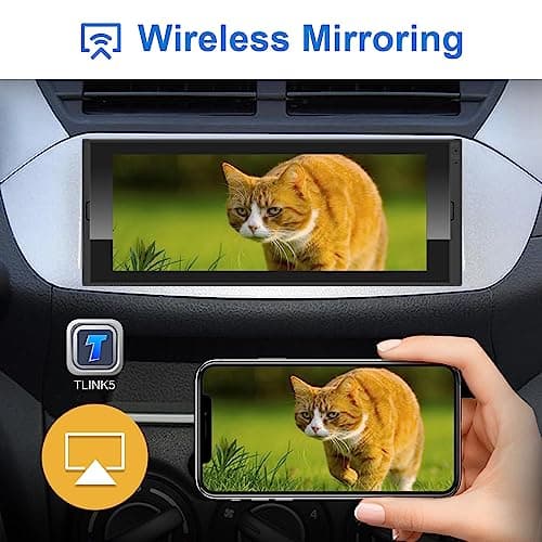 6.9 Inch Single Din Car Stereo with Wireless Apple CarPlay & Wireless Android Auto, Single Din Touchscreen Radio, Android 10 Multimedia System, GPS, Bluetooth, WiFi, FM, SWC, USB 8