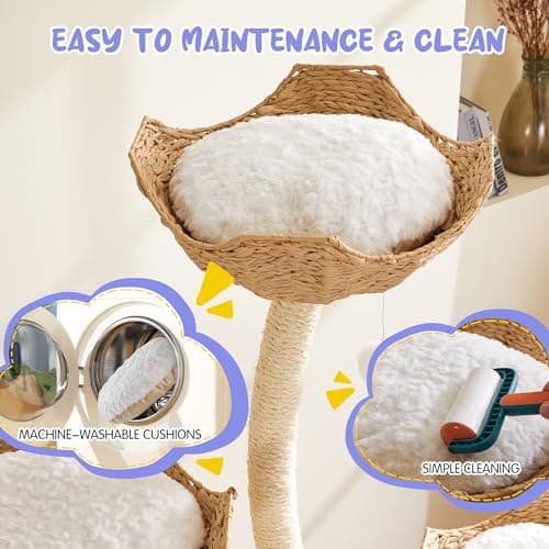 Modern Cat Tree 53" Tall, Scratching Tower for Multiple Small Large Cats with Scratching Post, Multi-Level Luxury Cat Condo 6