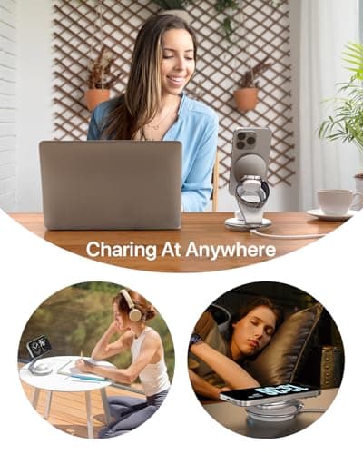 EXW Wireless Charging Station for Magsafe, 3 in 1 Foldable Charger for iPhone 16/15/14/13/12 Series, Apple Watch & AirPod (30W Charger Included) 6