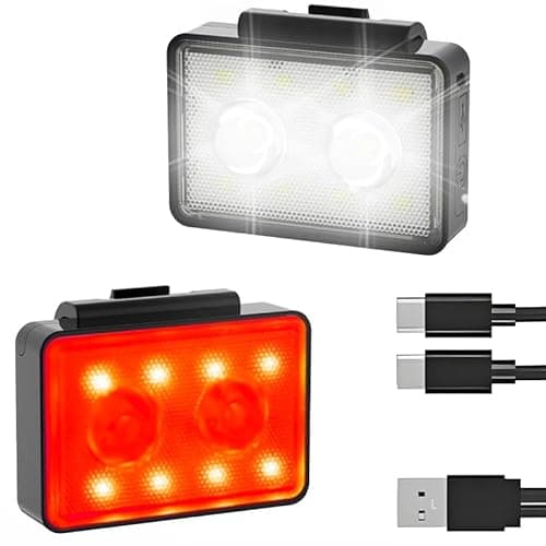 Bicycle Light for Night Riding, SUPPENGUIN USB Rechargeable, Front and Back, 3+4 Modes, Headlight and Taillight Set, IP44 Waterproof (Black, 2 Pack)