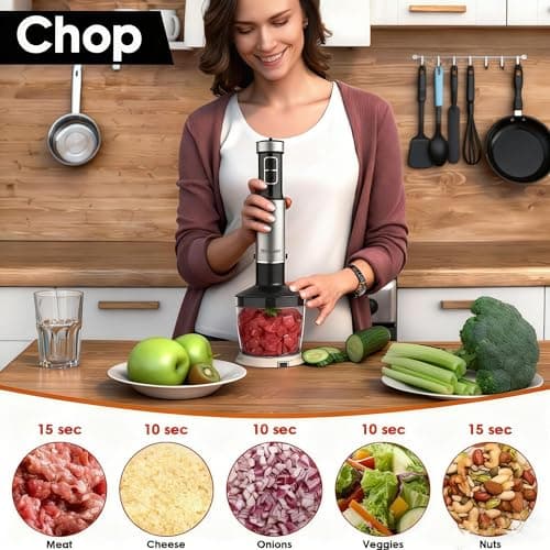 Blackcow Immersion Blender Handheld, 800W Powerful Electric Hand Blender with Titanium Alloy Blades, 12 Speeds & Turbo, Electric Hand Mixer for Smoothies, Soups, Baby Food and Purees 6