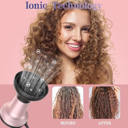 2 in 1 Hair Diffuser for Curly Hair with Ionic Technology, XL 1875W Hair Dryer with Diffuser & Comb Nozzle Attachment, 3×Faster, Enhances Curl Waves, Reduce Frizz, Gifts for Women Her 5