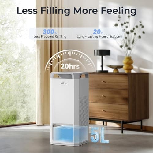 Afloia Humidifier for Bedroom Large Room - Mist Free Evaporative 2 in 1 Humidifier and Air Purifier in One Combo for Home with Top Fill 5L Tank/Humidity&Air Quality Sensor/2-24H Timer 5