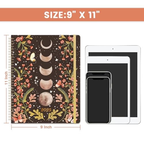 2025 Planner - Planner 2025 with Tabs, Jan 2025 - Dec 2025, Large Weekly and Monthly Planner, 9" x 11", Hardcover Planners with Box + Back Pocket + Twin-Wire Binding + Inner Pocket - Moon 7