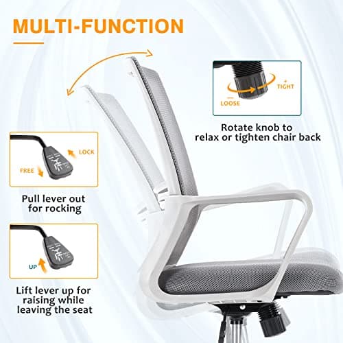 OLIXIS Drafting Chair, Tall Office Chair with Adjustable Foot Ring, Standing Desk Chair Support and Adjustable Armrests, Swivel Rolling Tall Chair, Breathable Mesh, Height Adjustable, Grey 6