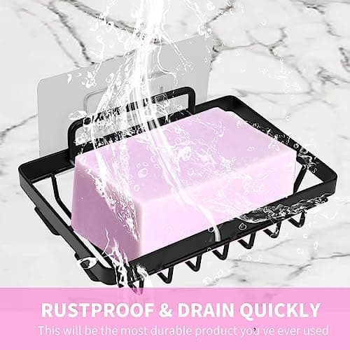Carrie Joe Soap Dish Holder No Drilling 304 Rustproof Stainless Steel Wall Mounted Soap Holder Tray Bar Sponge Holder for Bathroom & Kitchen 5