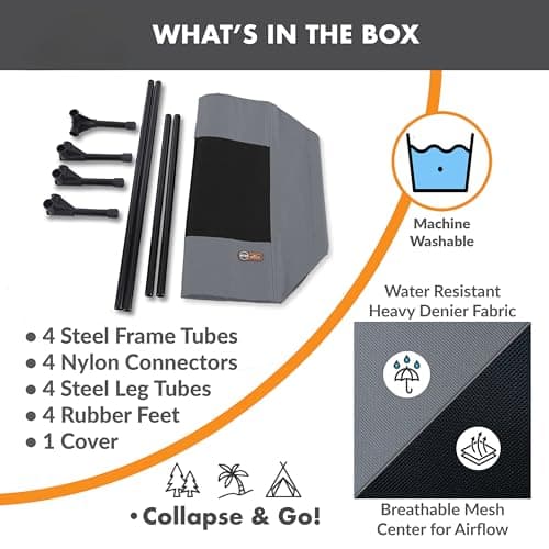 K&H Pet Products Outdoor Elevated Dog Cot, Breathable Cooling Elevated Cot Hammock Pet Bed for Large Dogs, Washable Mesh Cover, Raised Metal Frame, Collapsible, Portable - Large 42 X 30in Gray 6