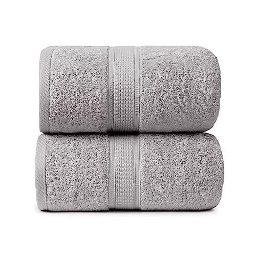Ariv Premium Jumbo Bath Towels Pack of 2, Beach Towel, Extra-Large Bath Sheets, 100% Cotton, Super Soft, Highly Absorbent, Quick Dry, Durable, Great Value, Perfect for Home & Bathroom - Platinum