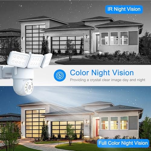 GOLSPARK Floodlight Camera, 2K WiFi Outdoor Security Camera with 2000LM Flood Light, Outdoor Camera with 2-Way Audio 360° PTZ AI Detection Auto Tracking Color Night Vision Alert Cloud or SD Storage 9