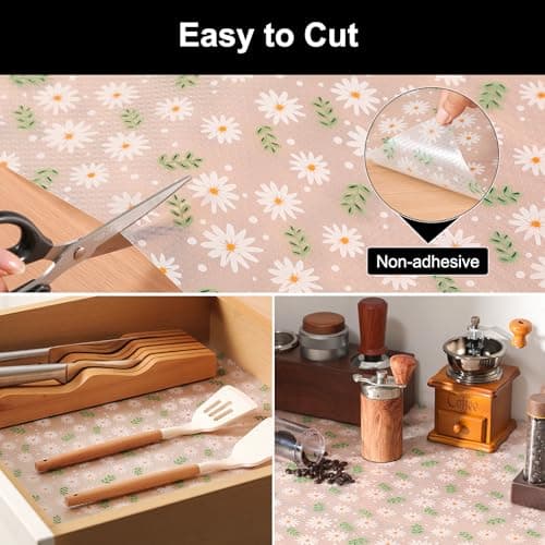 Cooyes Shelf Liner – Premium Non-Adhesive Cabinet & Drawer Liner for Kitchen – Waterproof Shelf Paper with Modern Pattern – Durable EVA Cabinet Mat – Easy to Cut （12" W x 120" L） 6