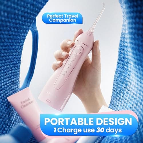 Oralfree Water flosser Teeth Picks - Dental Braces Cordless Oral Irrigator Portable Rechargeable Travel Irrigation Cleaner IPX7 Waterproof Electric Professional Flossing Teeth Cleaning for Home 6