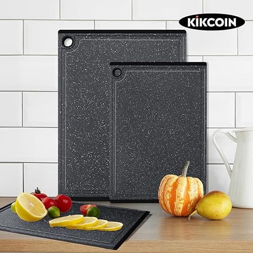 Plastic Cutting Boards for Kitchen, 3-Piece Large Cutting Board Set Dishwasher Safe Chopping Boards with Non-slip Feet and Juice Grooves, Kikcoin 7
