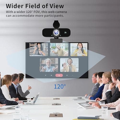 Lusinx 2K Webcam for Computer, USB Plug&Play, Auto Low Light Correction, Privacy Cover, Tripod, Wide Angle for Meeting/Online Video/Zoom, Web Cam with Microphone 5