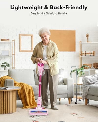 Trucozie Cordless Vacuum Cleaner, 8-in-1 Lightweight Stick Vacuum with 45mins Runtime, Powerful Suction, Rechargeable Cordless Vacuum for Carpet, Tile, Pet Hair, Hardwood Floors, Pink 7