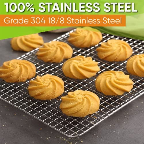 Spring Chef 8.5 x 12 Inch Stainless Steel Cooling Rack for Cooking and Baking - Oven Safe Cookie Cooling Rack - Fits Small Quarter Sheet Pan - Dishwasher Safe 8