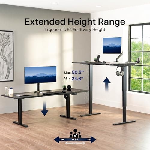 VIVO Electric 63 x 32 in Standing Desk, Touch Screen Adjustment, 220 lb Frame Support, 2E Series, Reclaimed Wood Top Black Frame, DESK-KIT-2EBP 6