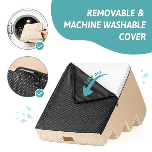 COZY KISS Dog Stairs for Small Dogs, 4 Tier Wider Pet Stairs for Couch and Beds, 17.7" H Non-Slip Dog Steps for Old Cats, Puppy, Small Medium Dogs, 17.7x23.6x17.7 inch, Beige 7