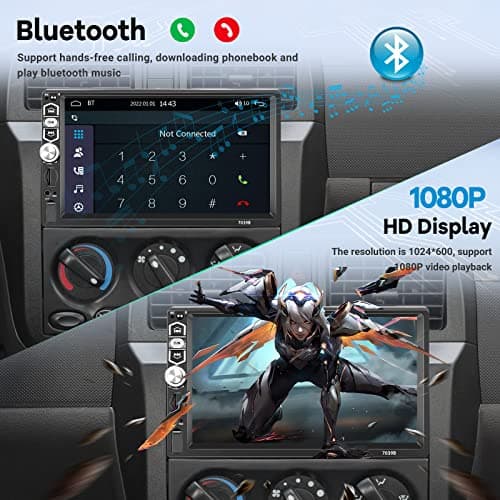 Single Din Car Stereo with Wired Carplay & Android Auto, 7 inch Touch Screen 1 Din Radio, Mirror Link/1080P/Bluetooth/SWC/FM Radio+ Backup Camera+ MIC 5