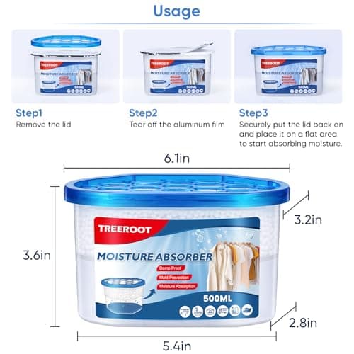 10 Pack Moisture Absorbers, 10.6 OZ Humidity Absorber Bucket, Moisture Absorbers for Closet, Dehumidifier Bucket for Wardrobes、 Kitchens and Bathrooms, Fragrance Free Humidity Absorber 7