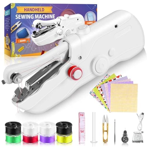Handheld Sewing Machine, Quick Sew Mini Electric Sewing Machine, Easy to Use for Beginners and Adults, Clothes Mending, Hand Held Sewing Device Fast Stitch Suitable for DIY Home Travel