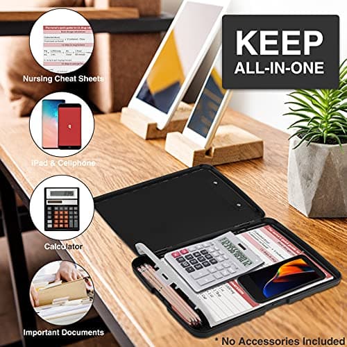 Sooez Clipboard with Storage, Clip Board 8.5 x 11 with Pen Holder, Plastic Organization Case Box for Letter Legal A4 Size Paper, Low Profile Clip, Nurses Teachers Must Haves, School & Office Supplies 6