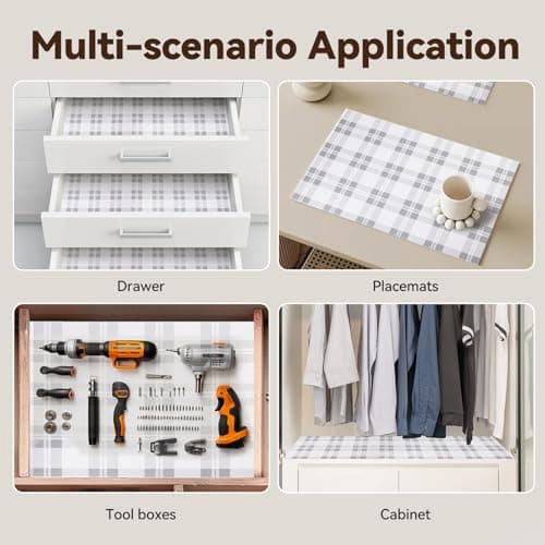Drawer Shelf Liner for Kitchen Cabinets, Non Adhesive Slip Resistant Shelf Paper Easy to Clean, Strong Grip Thickened Waterproof Washable Mats for Pantry Shelves Cupboard Dresser(Grey, 12 in x 10 FT) 7
