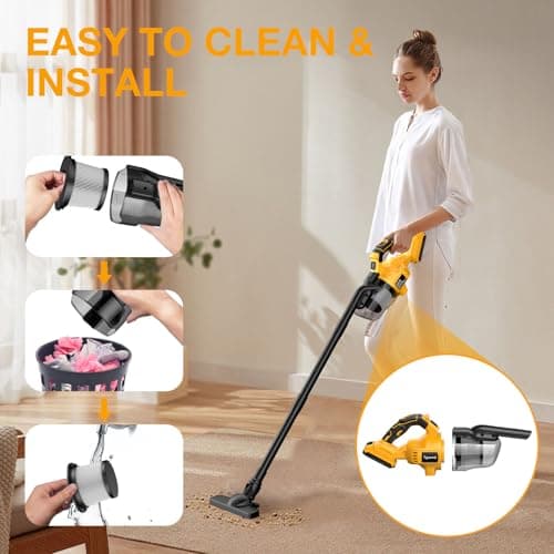 Handheld Cordless Vacuum, Compatible with Dewalt 20V Battery, Handheld Vacuum Cleaner with Washable HEPA Filter, Powerful Suction Cleaner for Car, Carpets, Furniture (Battery Not Included) 5