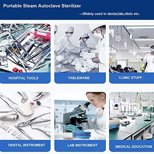 Portable Lab Steam Autoclave Ster𝒊l𝒊zer Stainless Steel High Pressure Steam Cleaning Machine 8L/8.4qt 6