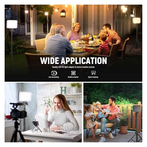 NEEWER BASICS LED Video Light, 2 Pack Studio Panel Key Lighting Kit with Tripod Stands & Filters, Bi Color Dimmable Portable 3200~5600K CRI95 750lux for Photography Recording Streaming Podcast, BP66 7