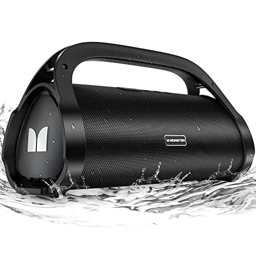 Monster Adventurer Max Boombox Bluetooth Speaker, IPX7 Waterproof Outdoor Speakers with Double Subwoofer, 100W Stereo Sound and Rich Bass, Wireless Speakers for Home, Party, Beach