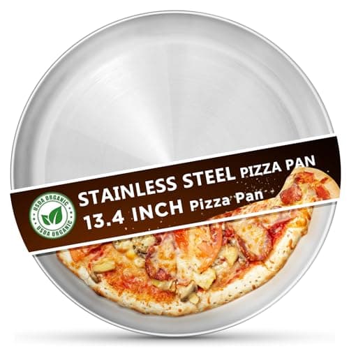 Kevenal Stainless Steel Pizza Pans 13.4 inch, Pizza-Pan for Oven, Steel Pizza Tray, Round Pizza Plate Set of 1