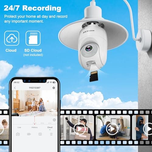 AlkiVision 2K Light Bulb Security Camera - 5G&2.4GHz Dual Bands 360° Motion Detection Cameras for Home Security, Full-Color Night Vision, Auto Tracking, Siren Alarm, 24/7 Recording 9